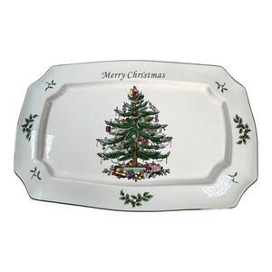 Spode Christmas Tree Platter 15 Sentiment Rectangular Porcelain NEW Serving Tray